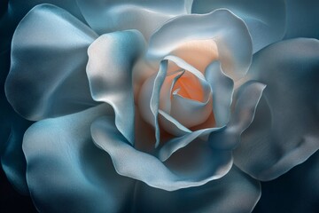 Aufkleber - This luminous blue rose with delicate, softly lit petals captures tranquil beauty and ethereal elegance, conveying a serene atmosphere and artistic refinement.
