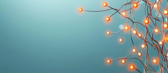 Abstract Digital Background with Orange Glowing Connections
