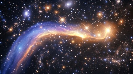 Wall Mural - bright comet with a vibrant tail streaking through the cosmos, surrounded by a bright star cluster generative ai