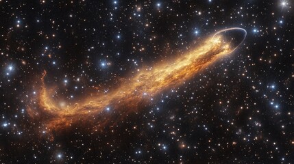 Wall Mural - bright comet with a vibrant tail streaking through the cosmos, surrounded by a bright star cluster generative ai