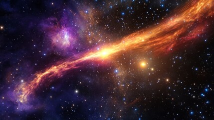 Wall Mural - bright comet with a vibrant tail streaking through the cosmos, surrounded by a bright star cluster generative ai