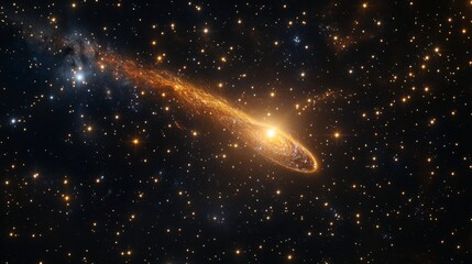 Wall Mural - bright comet with a vibrant tail streaking through the cosmos, surrounded by a bright star cluster generative ai
