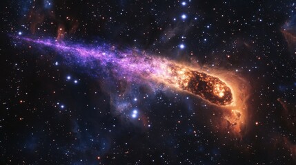 Wall Mural - bright comet with a vibrant tail streaking through the cosmos, surrounded by a bright star cluster generative ai
