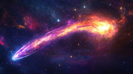 Wall Mural - bright comet with a vibrant tail streaking through the cosmos, surrounded by a bright star cluster generative ai