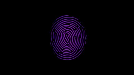Aufkleber - A stylized purple fingerprint on a black background, symbolizing identity and security.