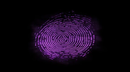 Aufkleber - A stylized purple fingerprint on a black background, symbolizing identity and security.