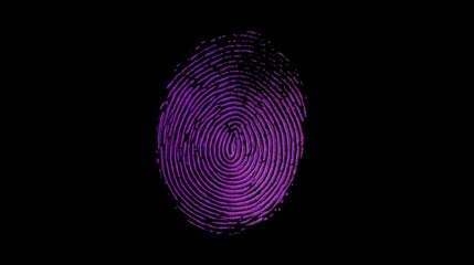 Aufkleber - A stylized purple fingerprint on a black background, symbolizing identity and security.