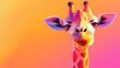© AIArtistry - Una jirafa con una expresion alegre un animal encantador sobre un fondo sencillo Concepto impresion y diseno plantilla para arte