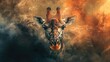 © AIArtistry - Una jirafa con una expresion alegre un animal encantador sobre un fondo sencillo Concepto impresion y diseno plantilla para arte
