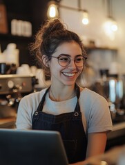 Wall Mural - Smiling Barista at Cafe