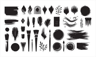 Wall Mural - SET OF BLACK MINIMALIST brush VECTOR ART IN WHITE BACKGROUND