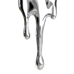 Abstract image of a silver liquid dripping down.