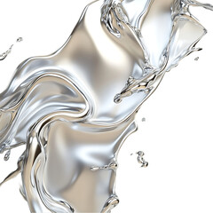 Abstract silver liquid splash isolated on black background.