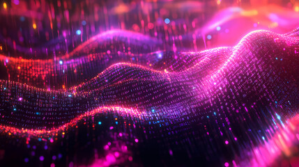 Abstract network with random programming code, web and software development concept, futuristic technology, digital connectivity, cyber space render). Digital Cyberspace. Illustration