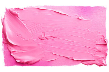 Vibrant pink paint stroke in rectangular block shape, with texture and rough edges isolated on white background