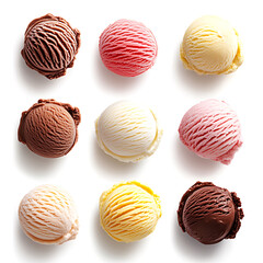 Aufkleber - Set of ice cream scoops on white background