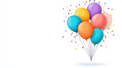 joyful balloons and confetti flat design top view birthday theme cartoon drawing Triadic Color Scheme