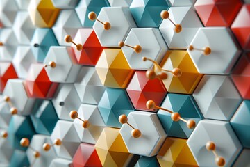 Canvas Print - Vibrant Geometric Patterns in Hexagonal Design