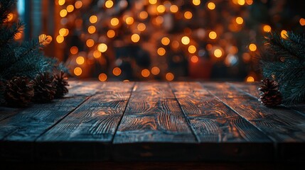 Sticker - Rustic table with pine cones