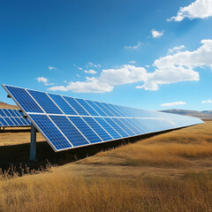 Array of solar panels displayed beautifully in a vast open field