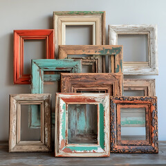 Aufkleber - Collection of distressed picture frames