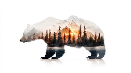 Bear Against Arctic Mountains at Sunset

The profile of a bear filled with an Arctic mountain range bathed in golden sunset hues, creating warmth against the icy landscape.