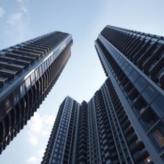 Two modern buildings reaching for the sky Condominium  