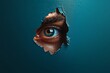 © Thanyarat - Minimalist depiction of an eye peering from a shadowed background, capturing the watchful tension of a suspect under observation, symbolizing suspense and clarity