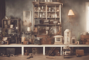 Vintage house element set transparent background