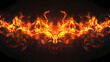 © Thiago - Fire flames on black background. fire flames and sparks with horizontal repetition on dark background, digital ai. Fire Demon. Illustration
