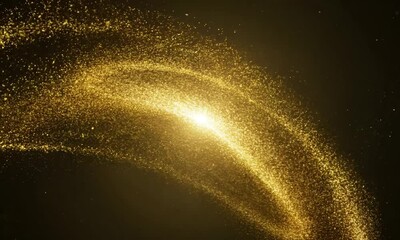 Wall Mural - Golden Stardust Trail: A captivating abstract image featuring a luminous trail of golden stardust swirling across a dark background, evoking a sense of magic, wonder, and cosmic energy.  