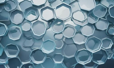 Wall Mural - Abstract Hexagon Pattern: Cool-toned, 3D rendered hexagons create a mesmerizing, geometric texture. Ideal for backgrounds, presentations, or modern designs. 