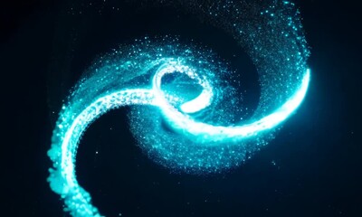 Wall Mural - Cosmic Dance: A vibrant blue light trail twirls and dances in a cosmic backdrop, evoking a sense of wonder and mystery.