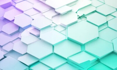 Wall Mural - Abstract Hexagon Pattern: A mesmerizing abstract background with hexagonal shapes in a vibrant gradient of teal and purple, creating a captivating visual texture.  