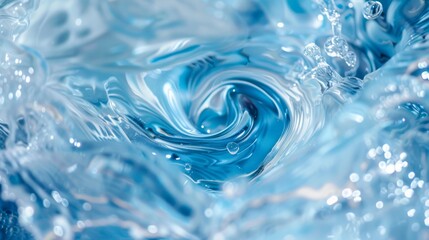 Leinwandbilder - Artistic swirl of blue water waves Close-up photo with clean background