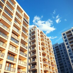 Modern apartment buildings on a sunny day with a blue sky facade of a modern apartment building residential building modern apartment condominium architecture Condominium  