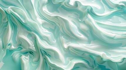 Fototapete - Sunlit mint green waves creating a soothing abstract pattern Close-up photo with clean background