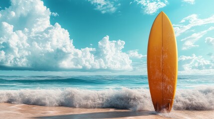 Wall Mural - Surfboard on Sandy Beach