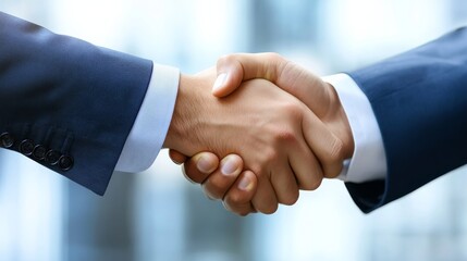 Leinwandbilder - Professional handshake between two businessmen with a soft focus office backdrop