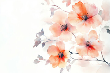 Wall Mural - Flowers painted with watercolors on a white background