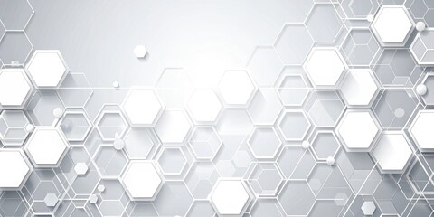 Wall Mural - abstract white hexagon pattern background with technology and network concept