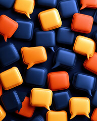 Aufkleber - Colorful speech bubbles in orange, yellow, and navy create a vibrant pattern, symbolizing communication and conversation.