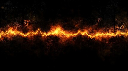 Aufkleber - Vibrant Flame Wave Against a Dark Background