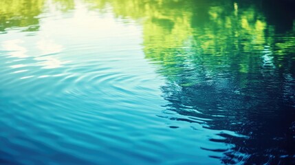Wall Mural - background of still water in blue and green hues offering ample copy space for text