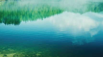 Wall Mural - background of still water in blue and green hues offering ample copy space for text