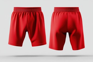 Red 3D Render of Plain Men's Boxer Shorts Mockup