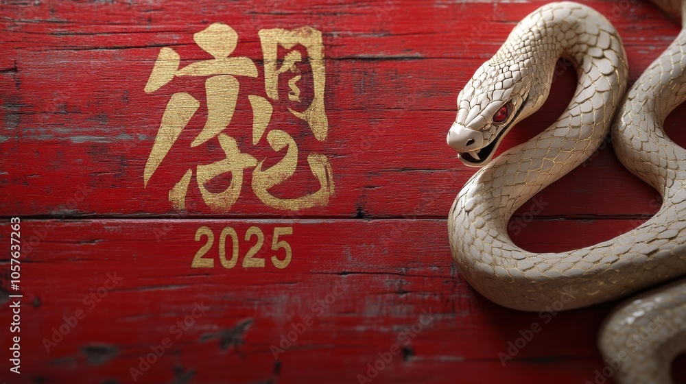 Celebrating the Year of the Snake in 2025 with traditional symbols ...