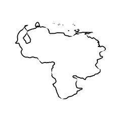 Venezuela map hand drawn sketch. Vector illustration.Venezuela map, vector sketch