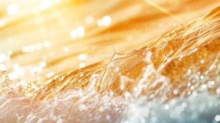 Poster - Abstract summer banner background with water waves in sunlight and moisturizer cosmetics copy space