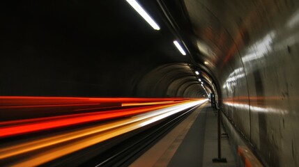 Fototapete - Dynamic View of a Subway Tunnel in Motion